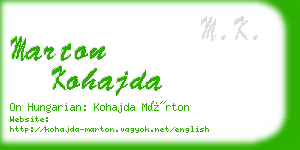 marton kohajda business card